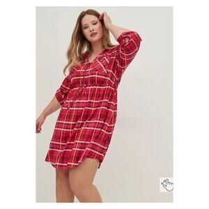 Torrid Pink Plaid Stretch Challis Waist Tie Dress Sz.3 NWT
